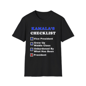 Kamala Harris Checklist Shirt – Funny Political Parody Tee | Satire Graphic T-Shirt